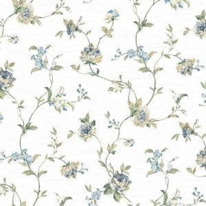 американские бумажные обои белые York с цветами  Luminous Lavender ED3210 На фото американские бумажные обои белые York с цветами  Luminous Lavender ED3210