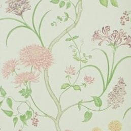 английские бумажные обои серые в комнату Sanderson с цветами  A Painters Garden DAPGST101 На фото английские бумажные обои серые в комнату Sanderson с цветами  A Painters Garden DAPGST101
