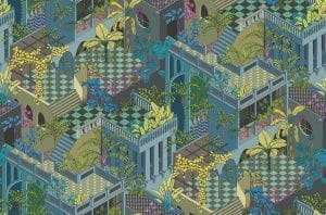 флизелиновые полностью обои зеленые в комнату Cole Son с абстракцией Geometric 105/4018 На фото флизелиновые полностью обои зеленые в комнату Cole Son с абстракцией Geometric 105/4018