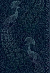 флизелиновые полностью обои синие в комнату с птицами этно Cole Son The Pearwood Collection 116-2006 На фото флизелиновые полностью обои синие в комнату с птицами этно Cole Son The Pearwood Collection 116-2006