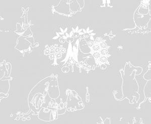 финские обои серые детские с абстракцией в скандинавском стиле Sandudd Moomin 5350-1 На фото финские обои серые детские с абстракцией в скандинавском стиле Sandudd Moomin 5350-1