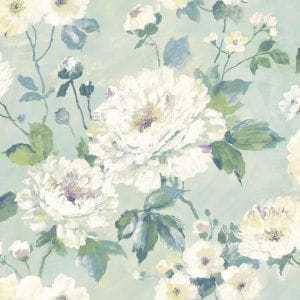 виниловые обои на флизелиновой основе голубые в гостиную GranDeco с цветами  Fiore FO3103 На фото виниловые обои на флизелиновой основе голубые в гостиную GranDeco с цветами  Fiore FO3103