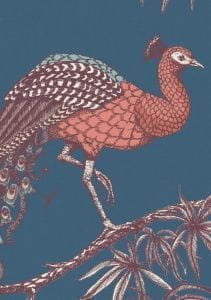 флизелиновые полностью обои синие в комнату с птицами этно Fardis Paradise 10887 На фото флизелиновые полностью обои синие в комнату с птицами этно Fardis Paradise 10887