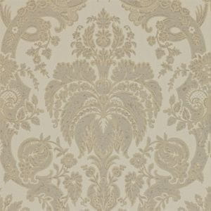 флизелиновые полностью обои коричневые в комнату Zoffany с дамаском Persia PEW09003 На фото флизелиновые полностью обои коричневые в комнату Zoffany с дамаском Persia PEW09003