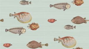 элитные обои голубые с абстракцией Cole Son Fornasetti 97/10030 На фото элитные обои голубые с абстракцией Cole Son Fornasetti 97/10030