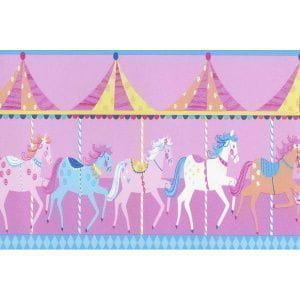 недорогие обои фиолетовые в комнату бордюры Fine Decor Carousel DLB50080 На фото недорогие обои фиолетовые в комнату бордюры Fine Decor Carousel DLB50080