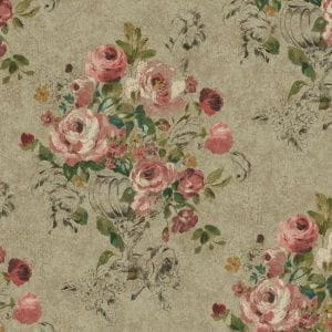 бумажные обои коричневые York с цветами  Sonata NP6304 На фото бумажные обои коричневые York с цветами  Sonata NP6304