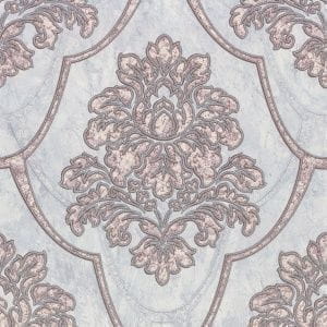 флизелиновые обои серые Euro Decor с дамаском Siena 9128-11 На фото флизелиновые обои серые Euro Decor с дамаском Siena 9128-11
