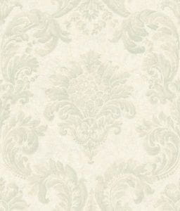 премиум обои белые в комнату с дамаском классическом стиле York Allure RL9503 На фото премиум обои белые в комнату с дамаском классическом стиле York Allure RL9503