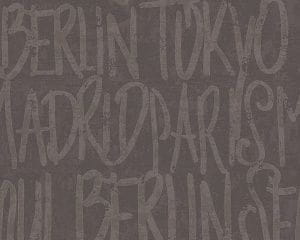 виниловые обои коричневые в комнату с текстом стиле «модерн» AS-Creation Black White 3 959063 На фото виниловые обои коричневые в комнату с текстом стиле «модерн» AS-Creation Black White 3 959063