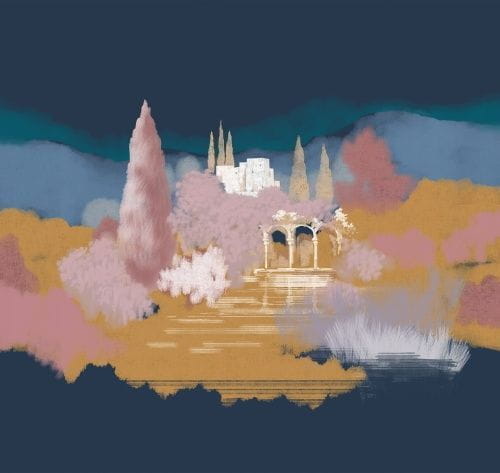 российские дорогие обои синие в комнату с деревьями Loymina Landscape 2 ART12 021 На фото российские дорогие обои синие в комнату с деревьями Loymina Landscape 2 ART12 021