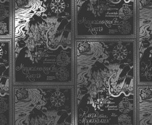 флизелиновые полностью обои черные детские Sandudd Moomin 5348-2 На фото флизелиновые полностью обои черные детские Sandudd Moomin 5348-2