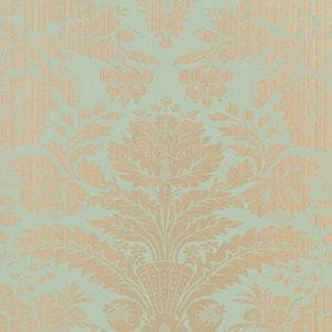 бумажные обои бирюзовые Thibaut с дамаском в классическом стиле Damask Resource 839-T-7617 На фото бумажные обои бирюзовые Thibaut с дамаском в классическом стиле Damask Resource 839-T-7617