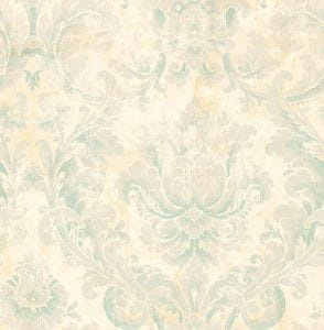 американские обои голубые в комнату Harrison Prints с дамаском Delancey DC 51002 На фото американские обои голубые в комнату Harrison Prints с дамаском Delancey DC 51002