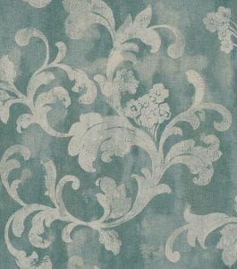 немецкие недорогие виниловые обои зеленые Rasch с вензелями Florentine 455359 На фото немецкие недорогие виниловые обои зеленые Rasch с вензелями Florentine 455359