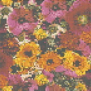 немецкие флизелиновые полностью обои красные Rasch с цветами  Tiles & More 885705 На фото немецкие флизелиновые полностью обои красные Rasch с цветами  Tiles & More 885705