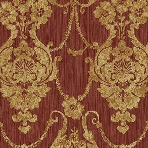 американские бумажные обои красные в комнату KT-Exclusive с дамаском Villa D'este DV40201 На фото американские бумажные обои красные в комнату KT-Exclusive с дамаском Villa D'este DV40201