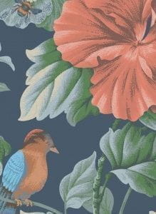 английские обои синие в гостиную с птицами Fardis Paradise 11384 На фото английские обои синие в гостиную с птицами Fardis Paradise 11384