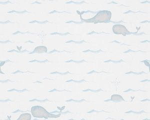 немецкие обои голубые детские с абстракцией мультики AS-Creation Lovely Friends 30338-2 На фото немецкие обои голубые детские с абстракцией мультики AS-Creation Lovely Friends 30338-2