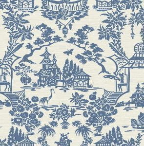 премиум бумажные обои синие в комнату KT-Exclusive с деревьями Chinoiserie CH70302 На фото премиум бумажные обои синие в комнату KT-Exclusive с деревьями Chinoiserie CH70302