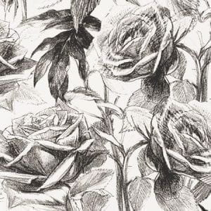премиум флизелиновые полностью обои черные в гостиную Clarke&Clarke Floribunda W0037-07 На фото премиум флизелиновые полностью обои черные в гостиную Clarke&Clarke Floribunda W0037-07
