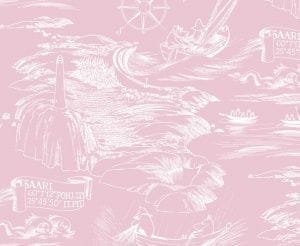 премиум обои розовые Sandudd с картами и городами Moomin 5355-3 На фото премиум обои розовые Sandudd с картами и городами Moomin 5355-3
