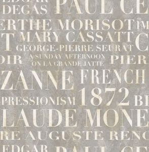 американские бумажные обои коричневые с текстом KT-Exclusive French Impressionist FI70307 На фото американские бумажные обои коричневые с текстом KT-Exclusive French Impressionist FI70307