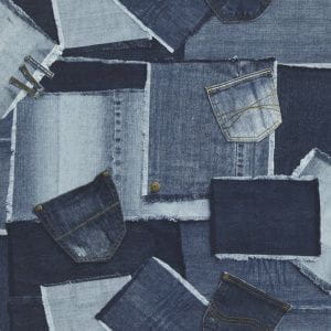 бельгийские премиум бумажные обои синие с абстракцией Covers Elements Patchwork Cowboy 38-Jeans На фото бельгийские премиум бумажные обои синие с абстракцией Covers Elements Patchwork Cowboy 38-Jeans
