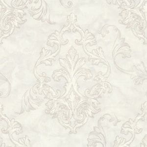 российские недорогие обои белые в гостиную Euro Decor с дамаском Poeme 7190-00 На фото российские недорогие обои белые в гостиную Euro Decor с дамаском Poeme 7190-00