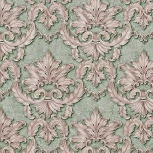 немецкие недорогие виниловые обои зеленые AS-Creation в классическом стиле Luxury Classics 34370-5 На фото немецкие недорогие виниловые обои зеленые AS-Creation в классическом стиле Luxury Classics 34370-5