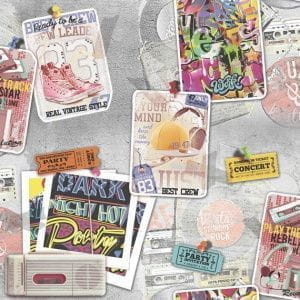 бельгийские обои в комнату Decoprint с текстом What's up WU20651 На фото бельгийские обои в комнату Decoprint с текстом What's up WU20651