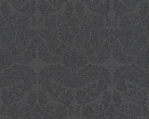дешевые обои черные в комнату AS-Creation с дамаском Black White 3 303965 На фото дешевые обои черные в комнату AS-Creation с дамаском Black White 3 303965
