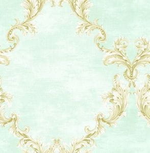 обои голубые в комнату Seabrook с орнаментом Damask Folio DF31002 На фото обои голубые в комнату Seabrook с орнаментом Damask Folio DF31002