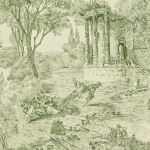 английские обои зеленые Zoffany с абстракцией в стиле жуи Chantemerle CHP07001 На фото английские обои зеленые Zoffany с абстракцией в стиле жуи Chantemerle CHP07001