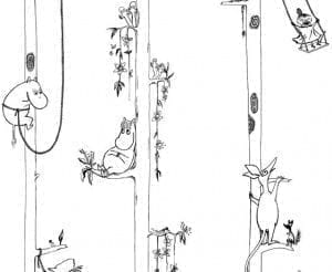 финские обои детские Sandudd с абстракцией в скандинавском стиле Moomin 5351-2 На фото финские обои детские Sandudd с абстракцией в скандинавском стиле Moomin 5351-2
