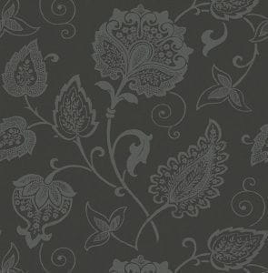 элитные бумажные обои черные в спальню с цветами  английской стиле KT-Exclusive Simplicity SY41210 На фото элитные бумажные обои черные в спальню с цветами  английской стиле KT-Exclusive Simplicity SY41210